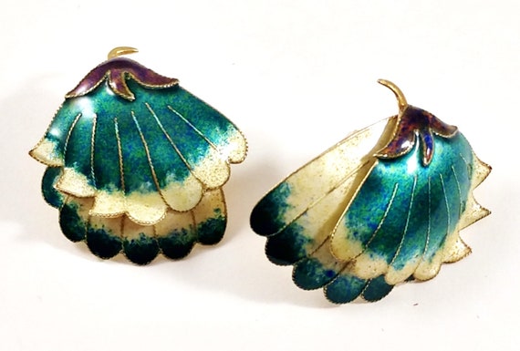 Mid-Century Enamel Earrings in Sterling Silver, 19