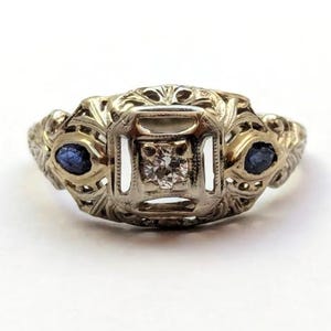 Art Deco Diamond Ring in 18k White Gold, 1920&#39;s
