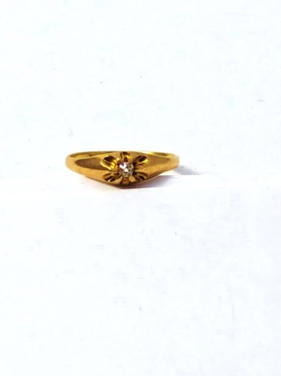 Victorian Diamond Baby Ring in 10k Gold, 1900's, V