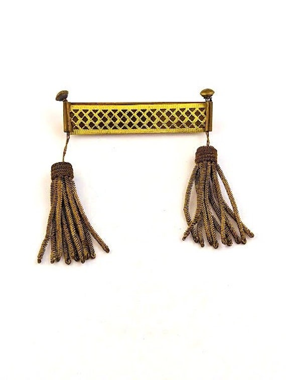 Victorian Pin with Tassels, 1800's, Vintage Jewel… - image 2