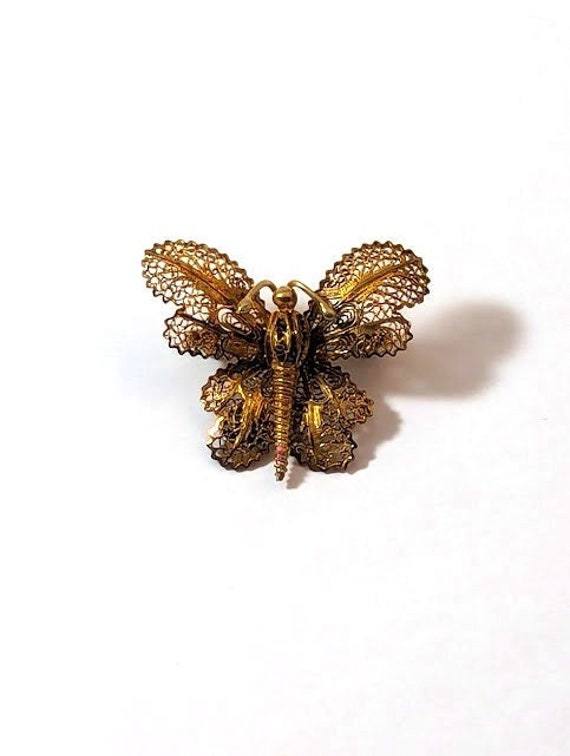 Butterfly Pin in Gilded Coin Silver, 1960's