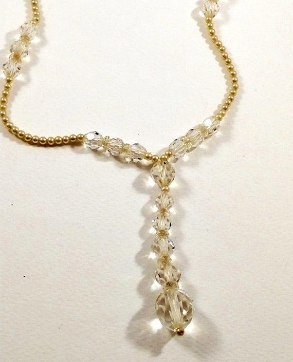 Super! A19 Details about Vintage Designer Clear Rhinestone Teardrop Necklace Super! A19 Details about Vintage Designer Clear Rhinestone Teardrop Necklace