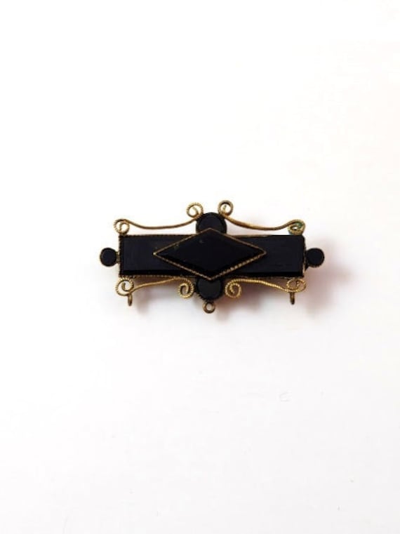 Victorian Mourning Pin, 1900's Vintage Jewelry