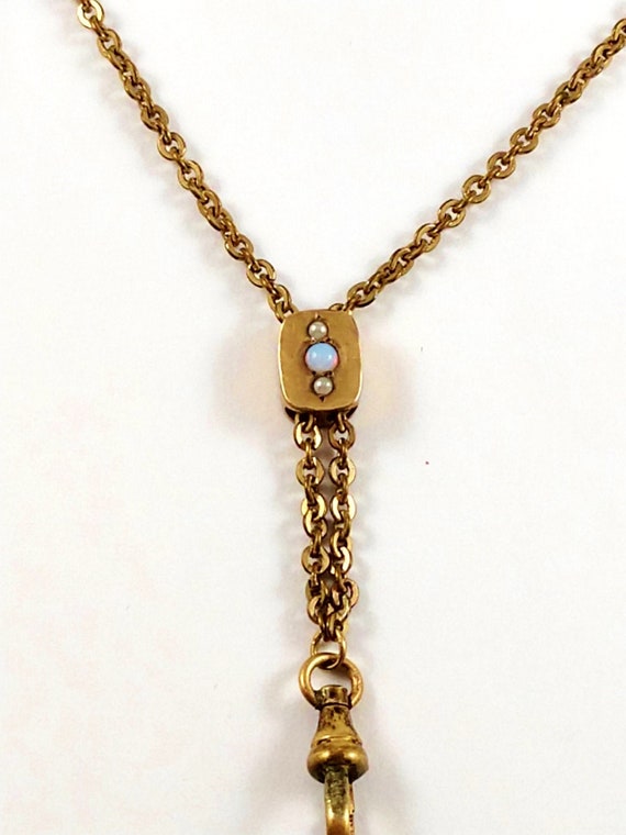 Victorian Opal and Pearl Locket Chain, 1900's