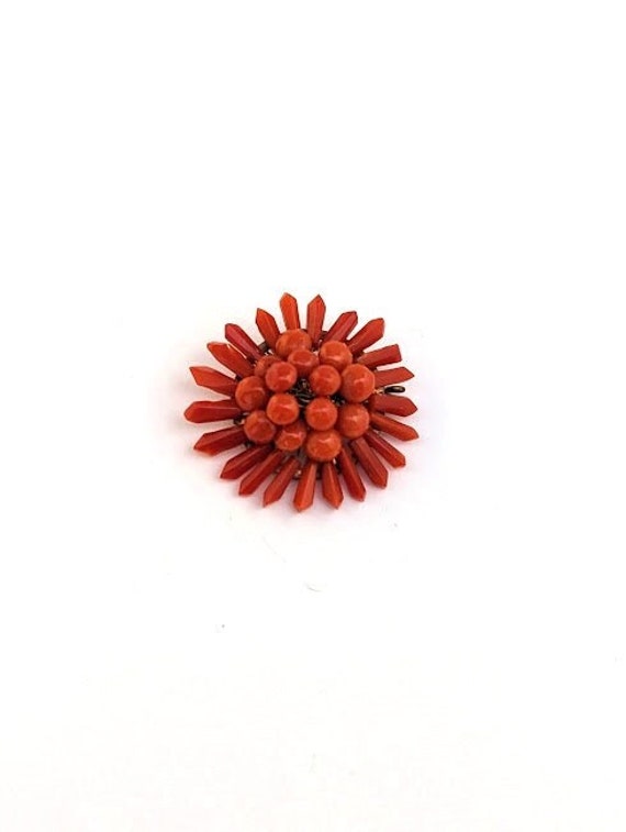 Victorian Coral Pin, 1800's, Vintage Jewelry - image 1