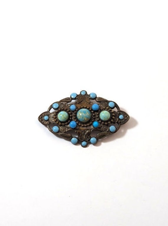 Art Nouveau Czech Glass Brooch, 1920's