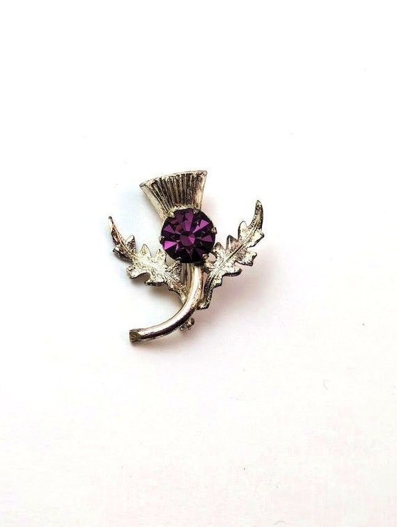 Vintage Scottish Thistle Pin in Sterling Silver, 1