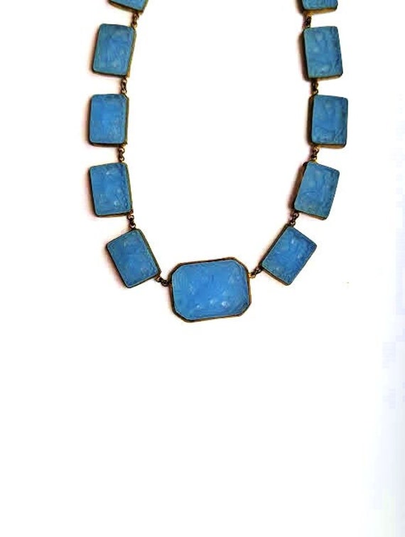 Vintage Necklace with Molded Czech Glass, 1930's, 