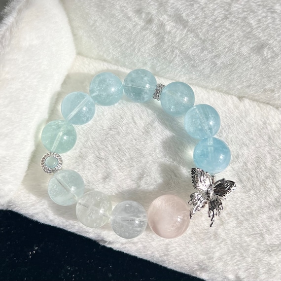 High Quality Light Blue Morgan Stone With Butterfly