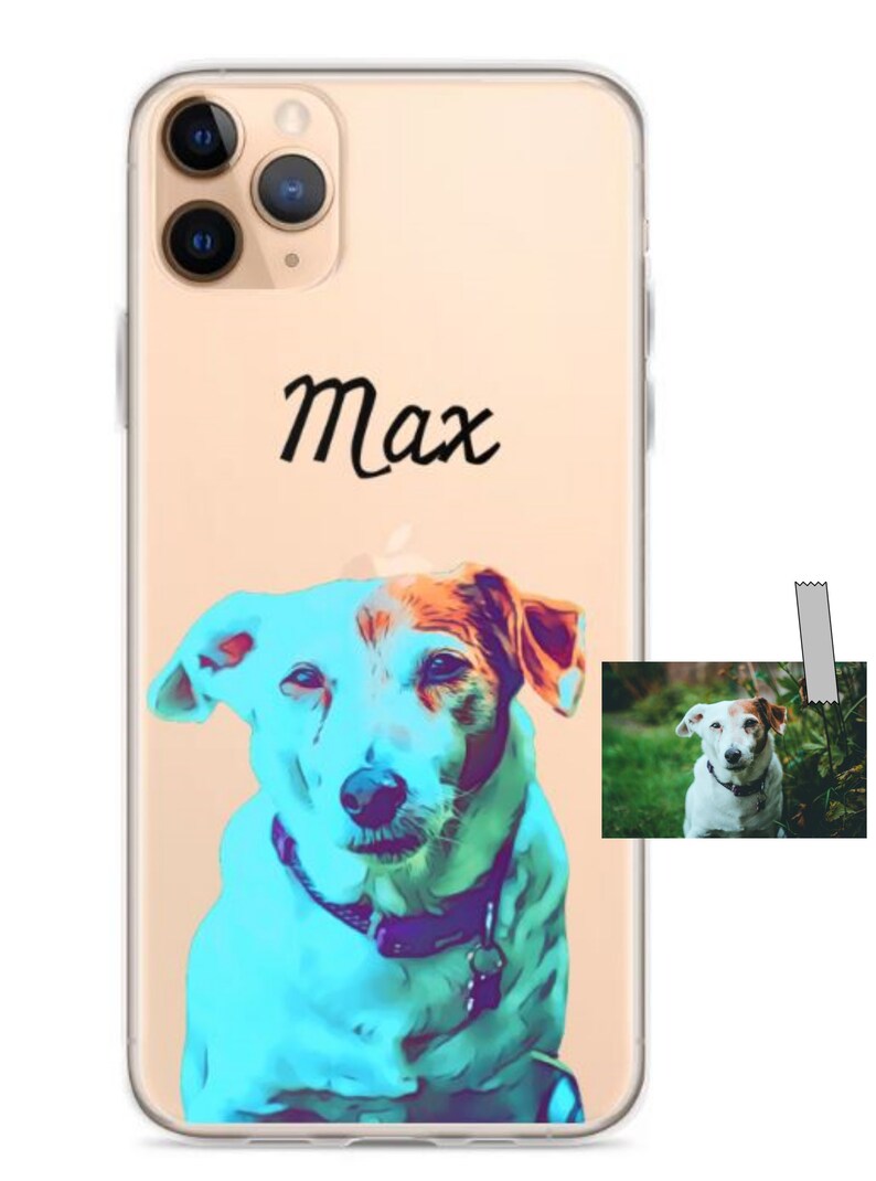 Clear case Cartoon art iPhone Case \u2022 Polycarbonate material \u2022 Customized \u2022 Pet loss \u2022 Memorial gift \u2022 Custom Pet Portrait