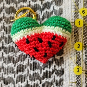 Watermelon Squeezable Crochet Keyring Pocket Hug I stand with Palestine Colors of Resistance Available with Watermelon Scent image 4