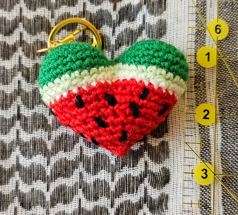 Watermelon Squeezable Crochet Keyring Pocket Hug I stand with Palestine Colors of Resistance Available with Watermelon Scent image 4