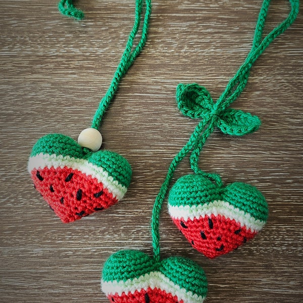 Watermelon Squeezable Crochet Car Charm | Car Charm | I stand with Palestine | Colors of Resistance | Single and Double option |