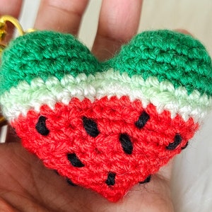 Watermelon Squeezable Crochet Keyring Pocket Hug I stand with Palestine Colors of Resistance Available with Watermelon Scent image 3