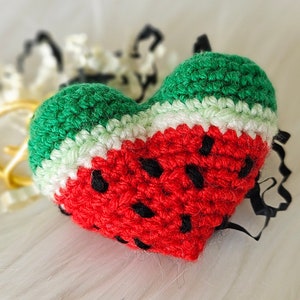 Watermelon Squeezable Crochet Keyring Pocket Hug I stand with Palestine Colors of Resistance Available with Watermelon Scent image 2