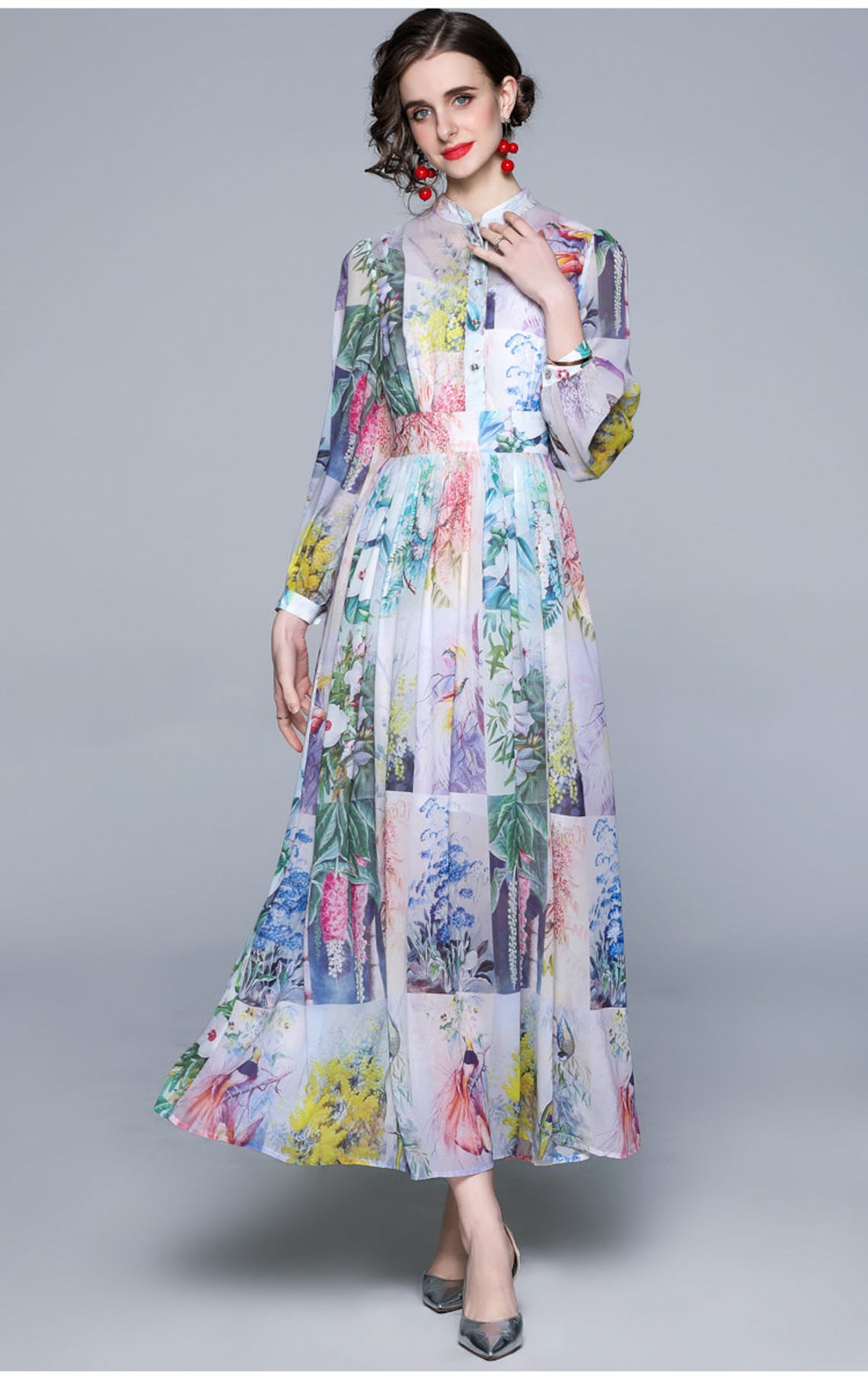 Flower Long Sleeve Elegant Dress | Etsy