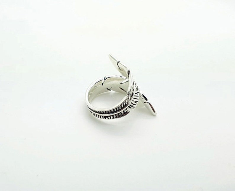 Feather 925 Sterling Silver Adjustable Ring
