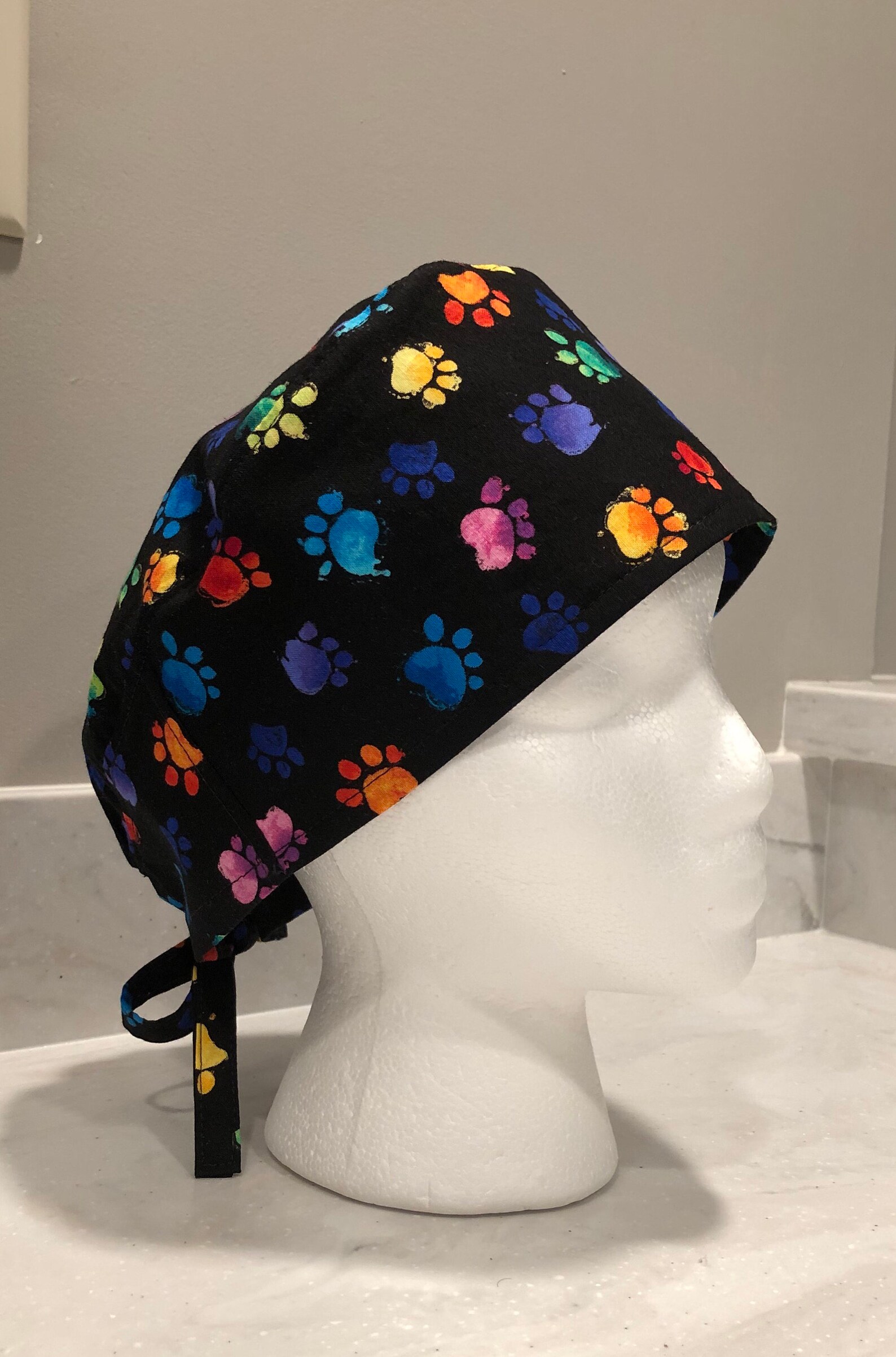 Neon Paw Prints Scrub Cap Unisex Veterinary Scrub Cap Vet Etsy