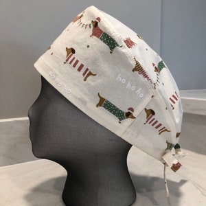 Holiday Dachshund Scrub Cap, Unisex Scrub Cap