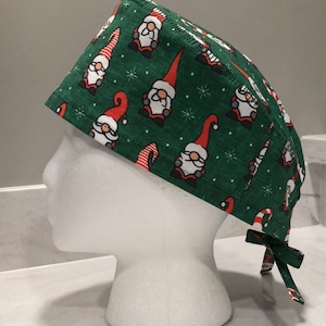 Santa Gnome Scrub Cap, Gnome Holiday Scrub Cap, Gnome Christmas Scrub Cap, Unisex Scrub Cap