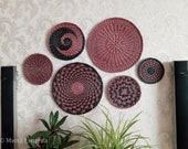 set of 6 wicker wall baskets, african plates