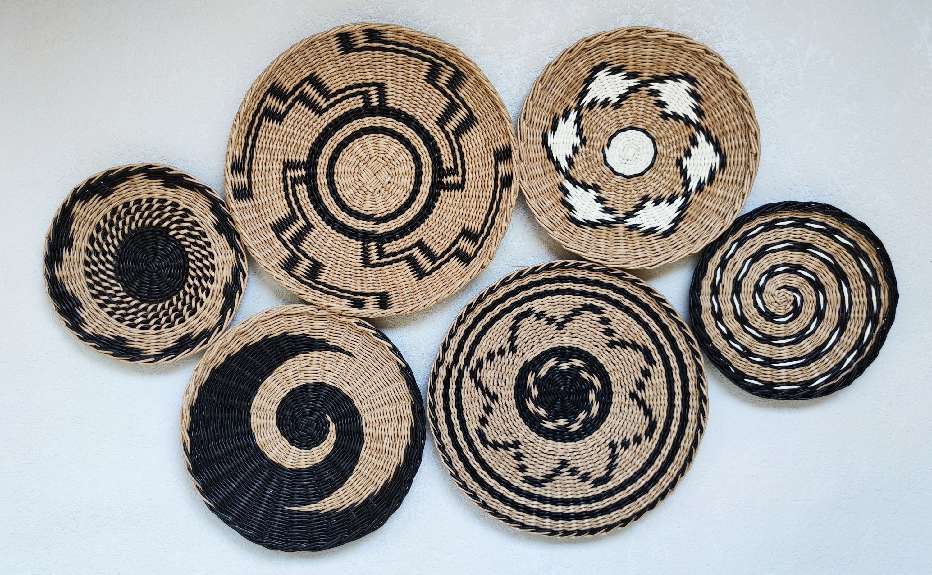 Gran conjunto de cestas de pared de 6 mimbres decoración de | Etsy