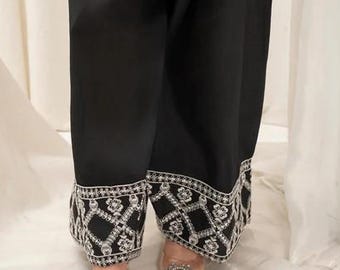 2 piece - Embroidered Farshi Shalwar Kattan Silk Suit - Size (M, L)