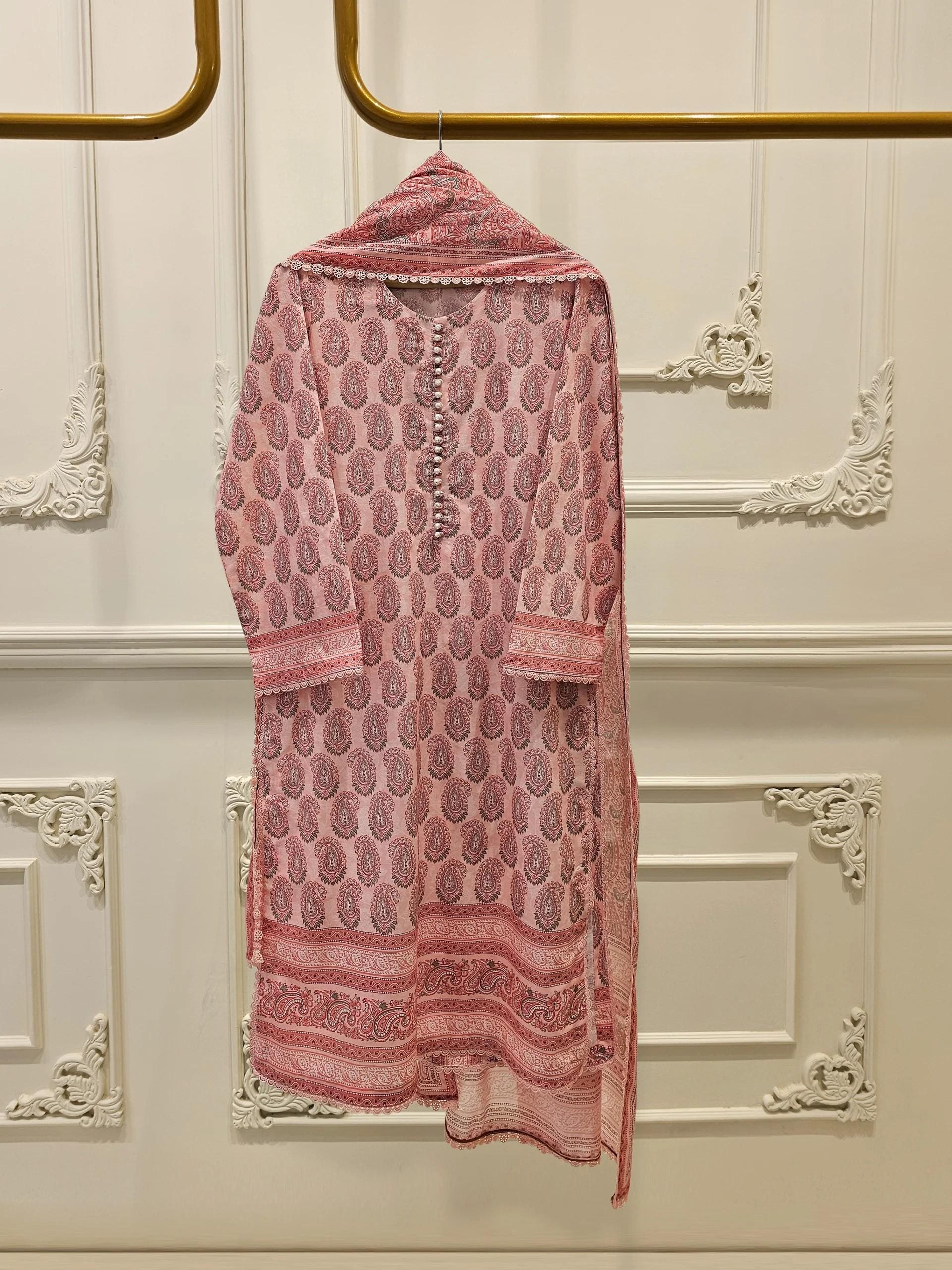 Aghanoor 2 pièces - Combinaison de jardin à impression numérique - (Taille - Grand) - Inde Pakistan Bangladesh Kameez Dupatta