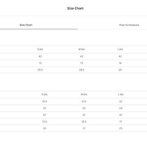 May include: A white size chart for trousers and kurtas, with measurements in inches and centimeters. The chart includes sizes S, M, L, and XL, detailing measurements for length, thigh, waist, chest, hips, and shoulder.