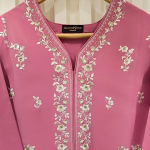 3 Piece Agha Noor - Embroidered Lawn Shalwar Kameez Suit - Pink Indian Pakistani Dress