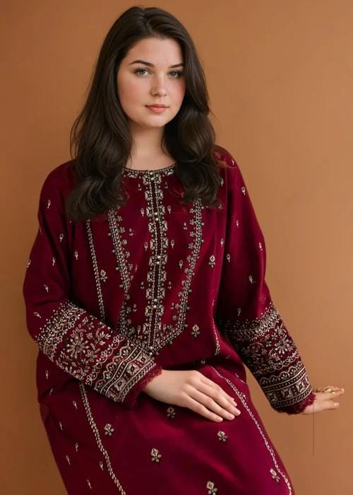 green emerald velvet dress SIFA Sajli Festive Formal Unstitched Embroidered 3Pc Suit S01 main image 0