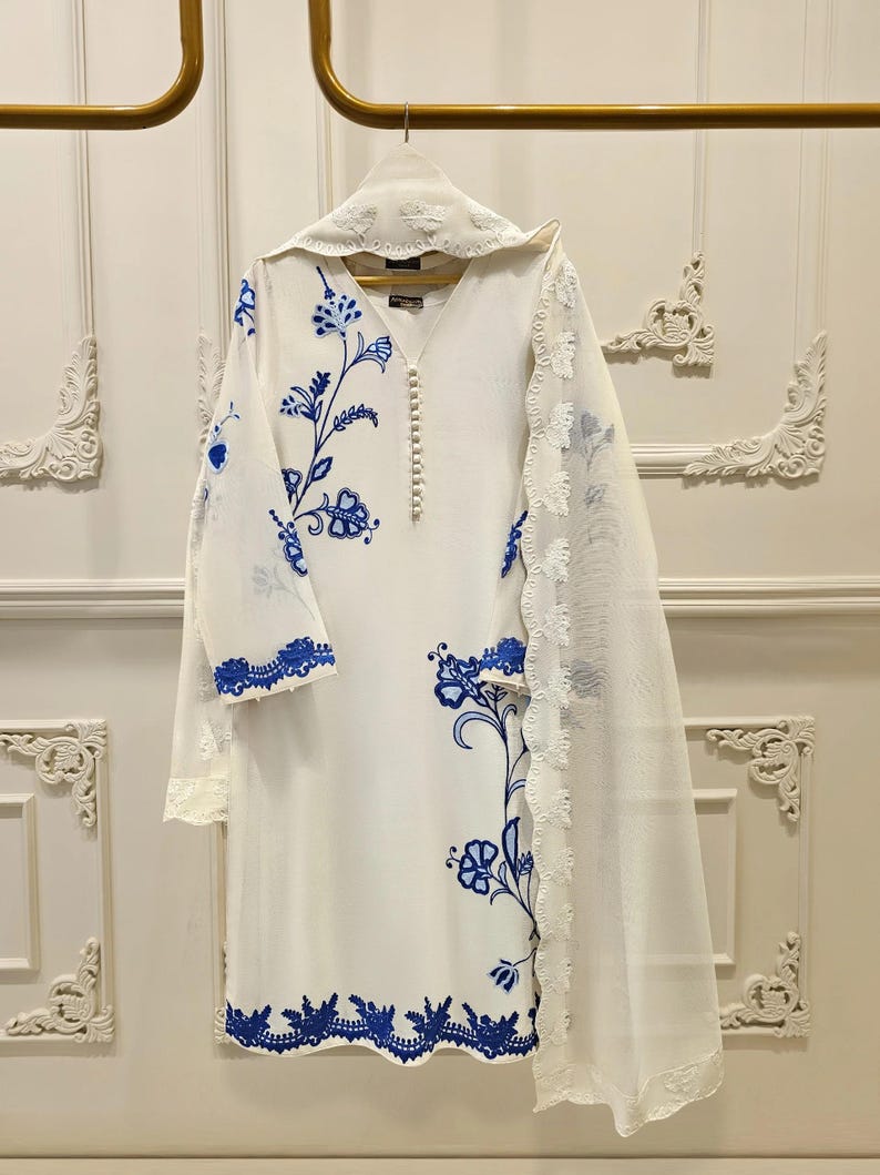 Agha Noor 3 Piece Pure Embroidered Cotton Net Suit | S111910-1900