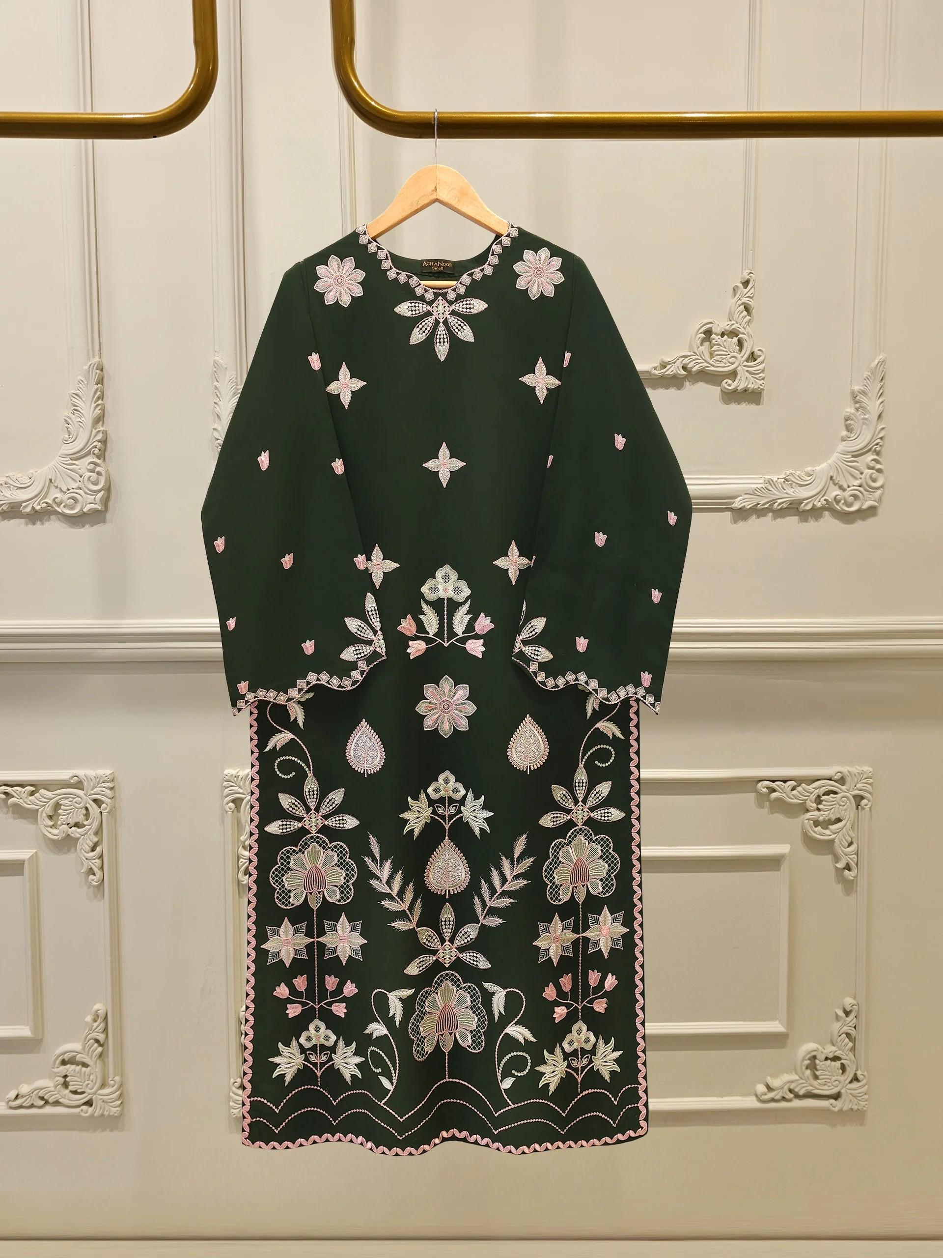 agha noor green dress 2 piece 30CM2025DRESS