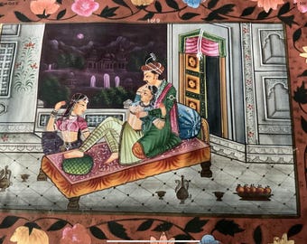 ムガル帝国の細密画：シャー・ジャハーン皇帝のハーレム風景