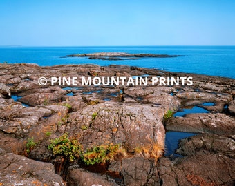 Lake Superior Rocky Shore | Printable Digital Download for Affordable Wall Art | Scenic Great Lakes Landscape Photo