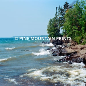 Lake Superior Rocky Shore | Printable Digital Download for Affordable Wall Art | Scenic Great Lakes Landscape Photo