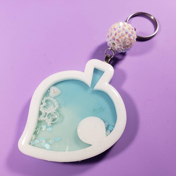Animal Crossing Leaf Shaker Keychain | Kawaii Resin Keyring Charm | DinoNugget