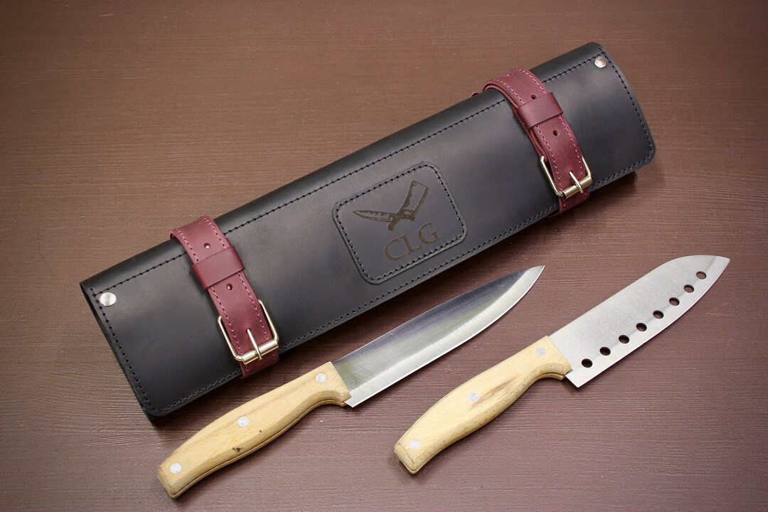 Chef Knife Roll Knife Bag Black Handmade Knife Roll Bag for Knives Tool