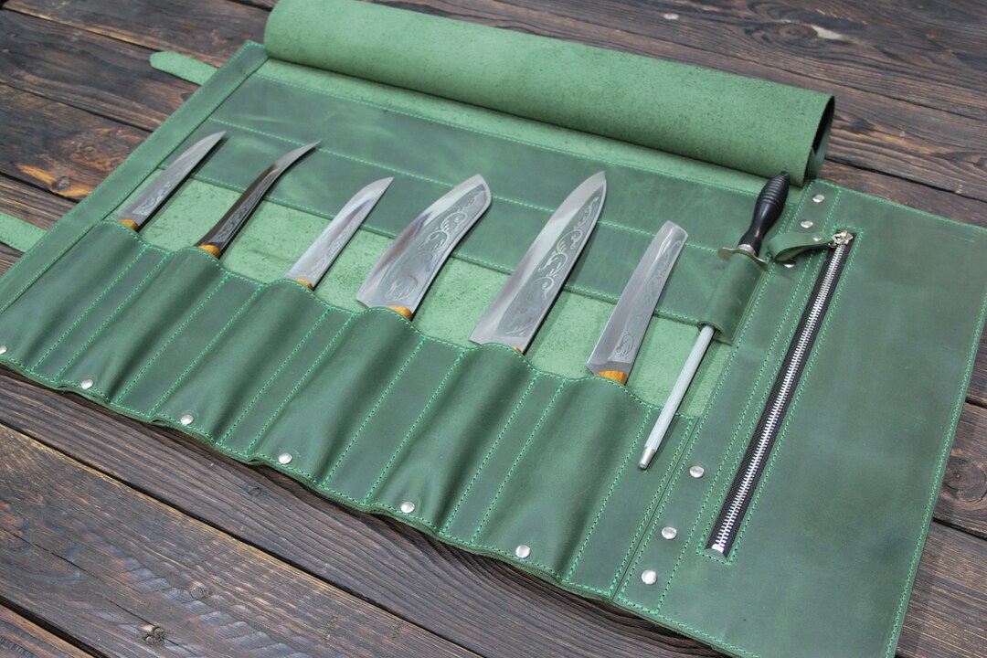Leather Knife Roll Knife Case Chef Knife Roll Case Knife Knife Etsy