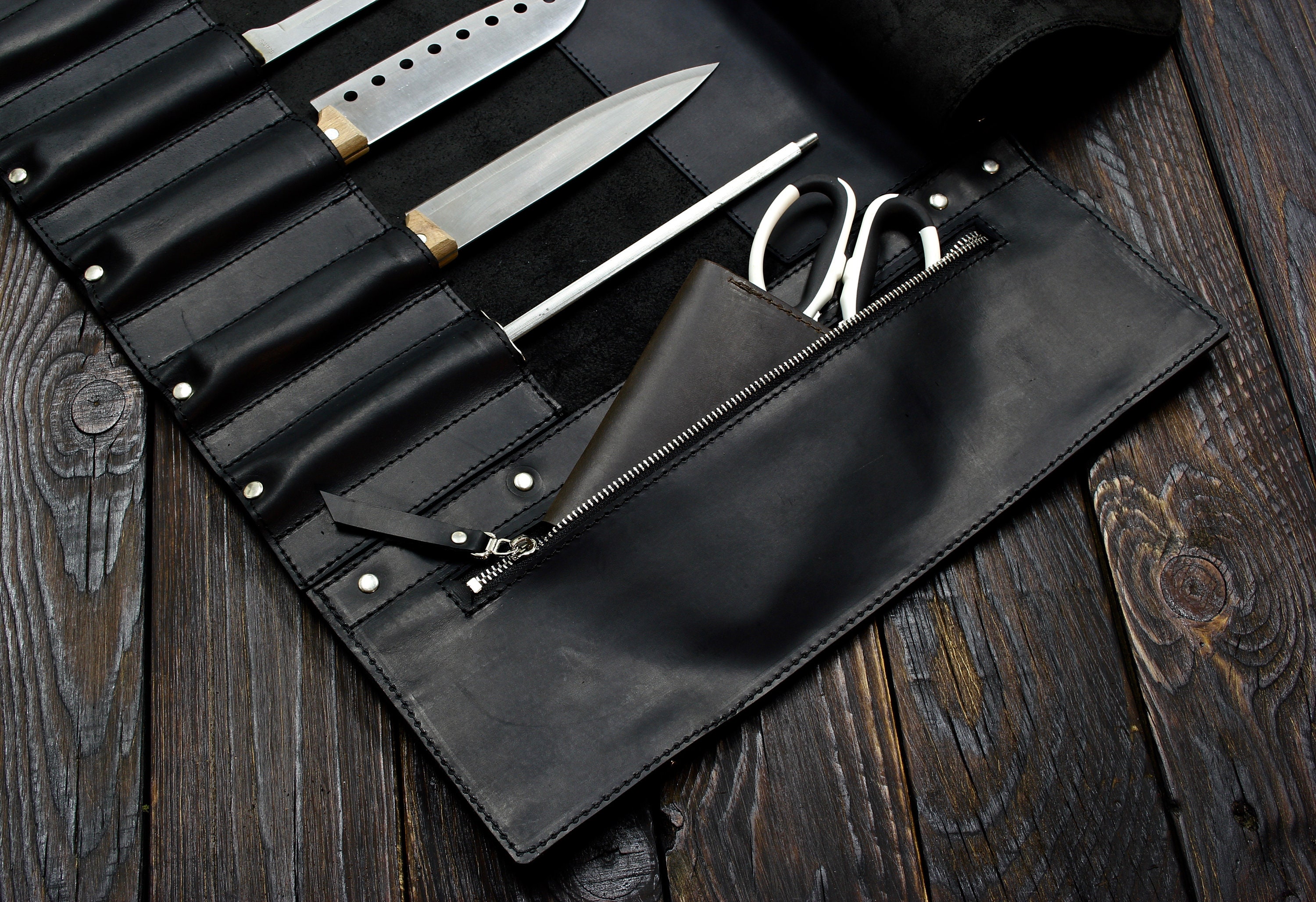 Leather Knife Roll Chef Knife Roll Tooll Roll Personalized Etsy Australia