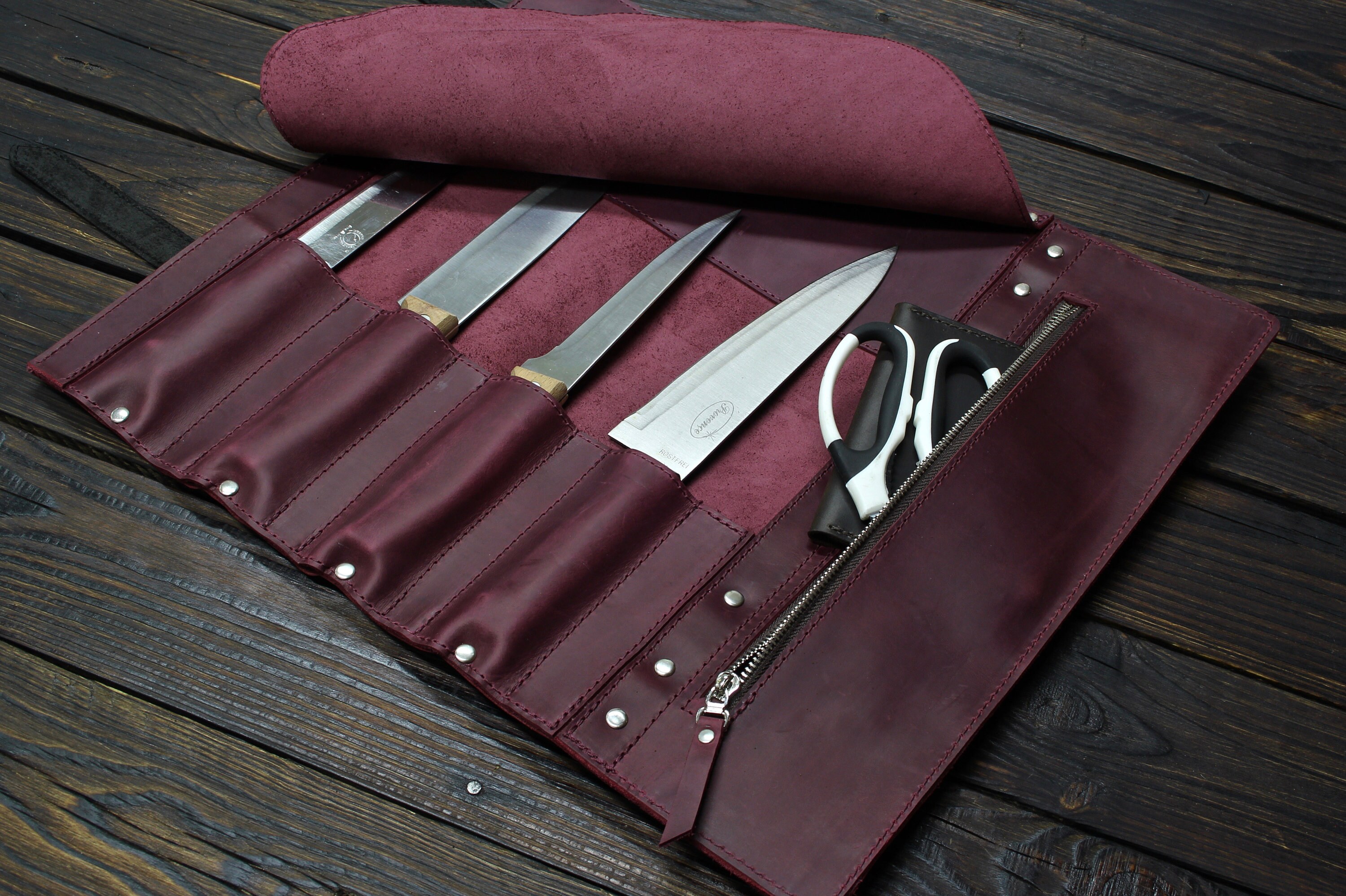 Leather Knife Roll Knife Roll Bag Chefs Bag Personalized Roll Etsy