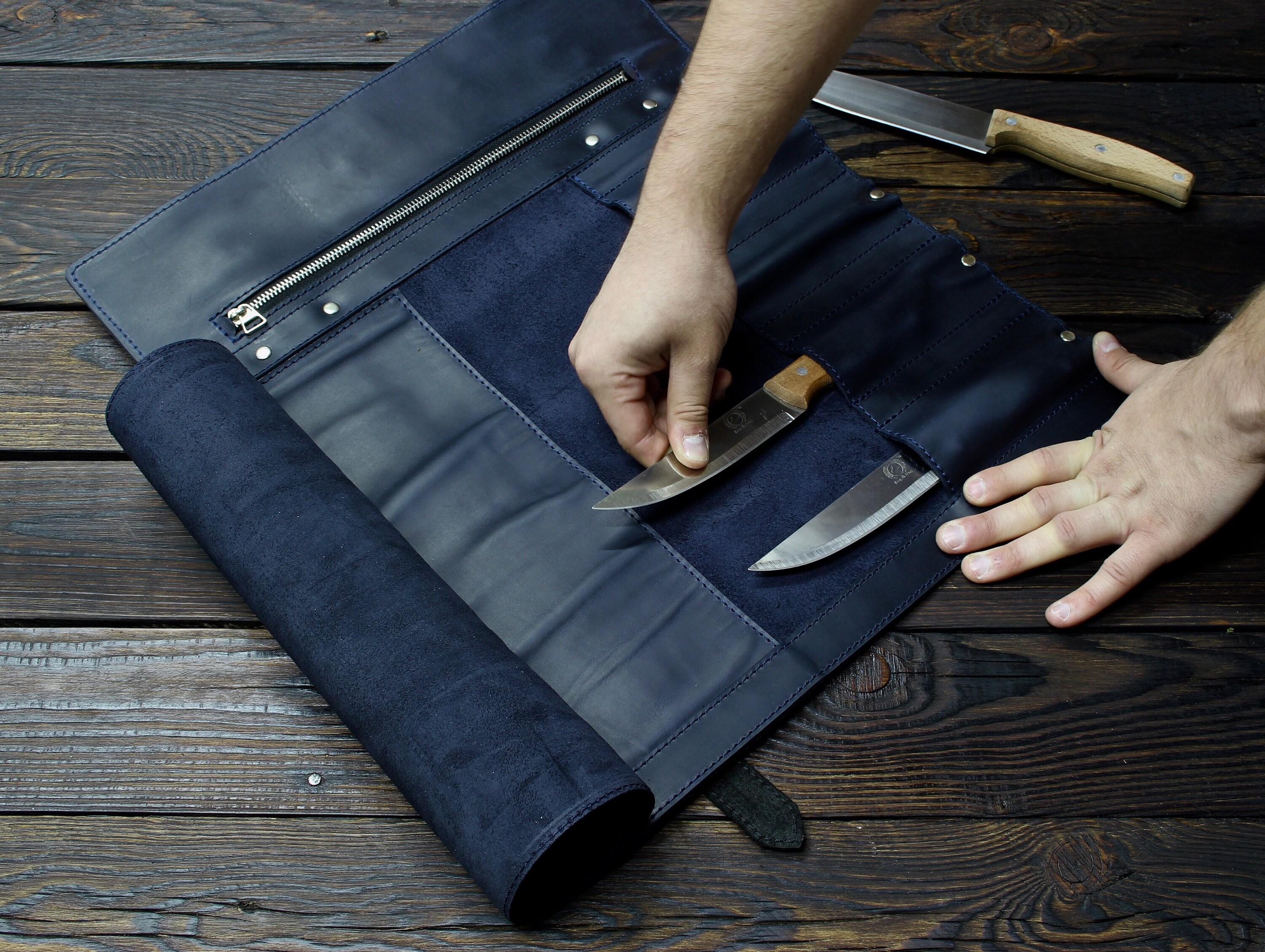 Leather Knife Roll Knife roll bag Chefs bag Personalized Roll Etsy