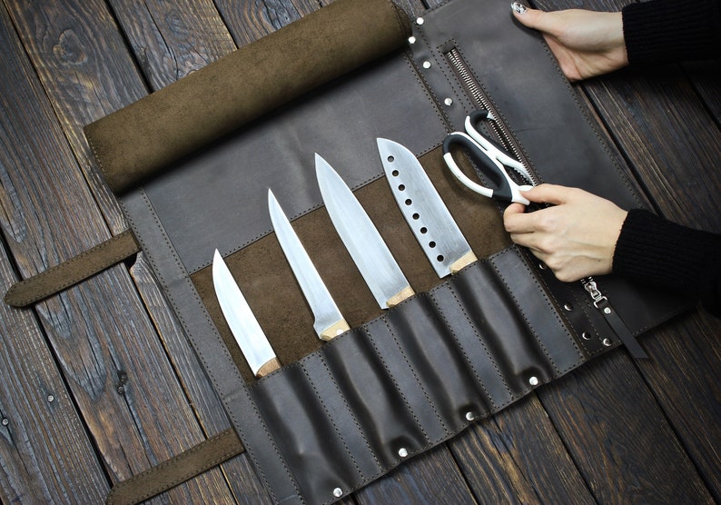 Knife Roll Leather Chef Knife Roll Tooll Roll Personalized Etsy