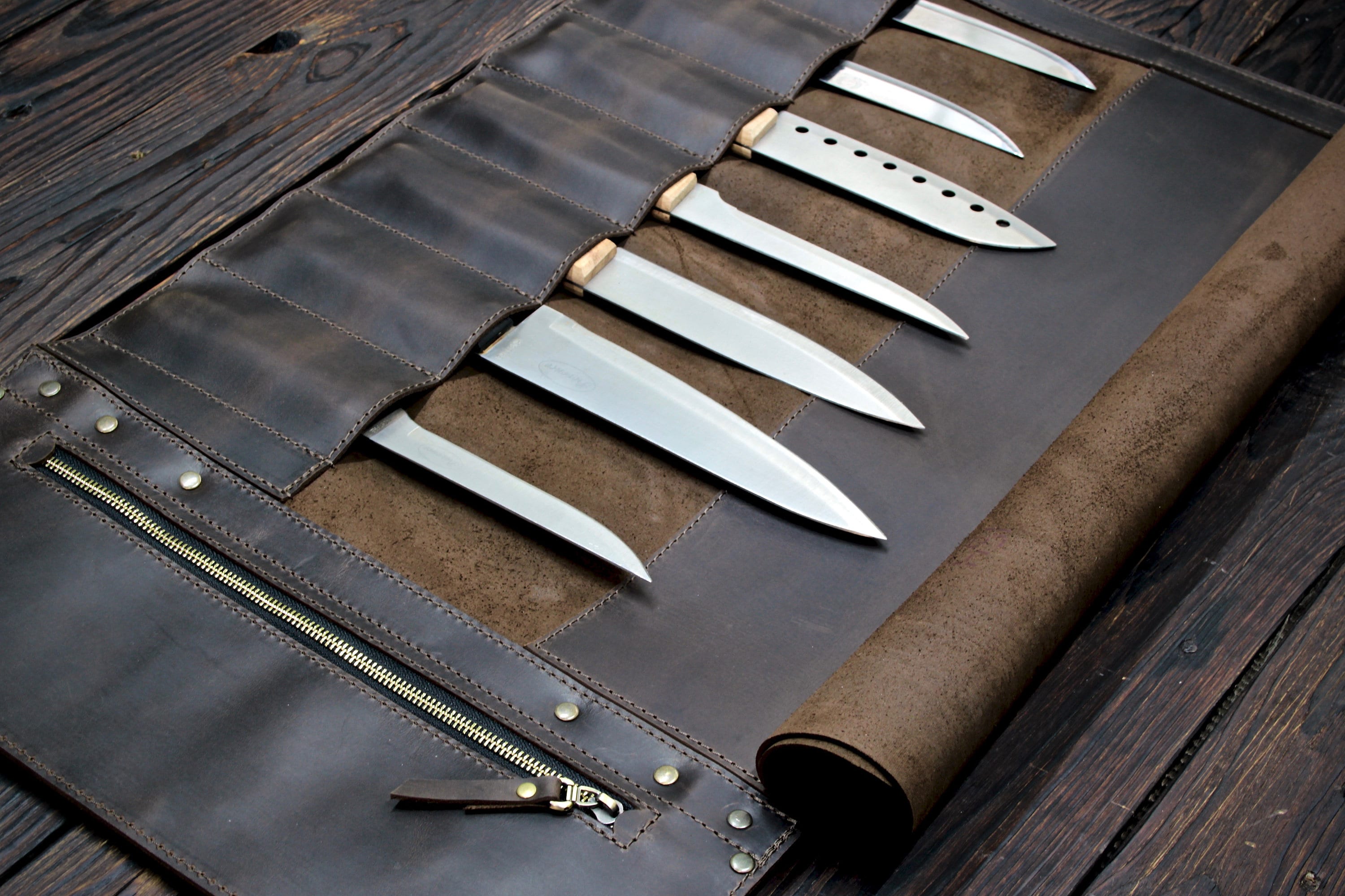 Personalized Chef Knife Bag Leather Knife Roll Chef Knife Etsy