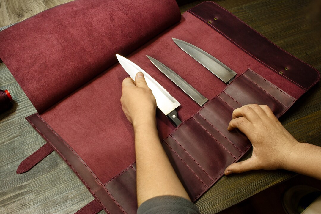 Premium Leather Knife Storage Roll for 5 Culinary Knives Etsy