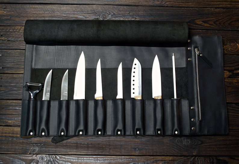 Leather Knife Roll Chef Knife Roll Tooll Roll Personalized Etsy Australia