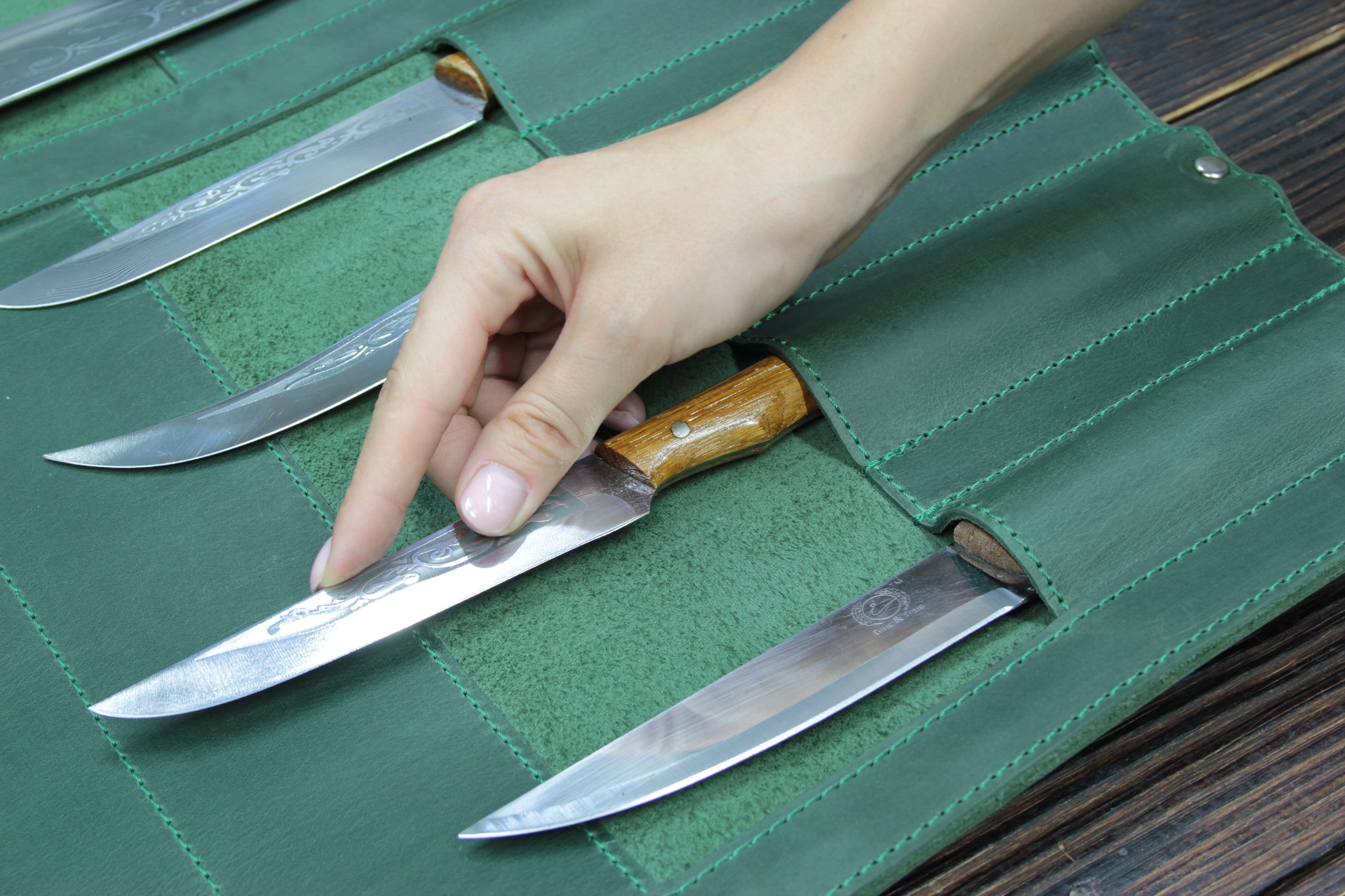 Leather Knife Roll Chef Knife Roll Tooll Roll Personalized Etsy Australia