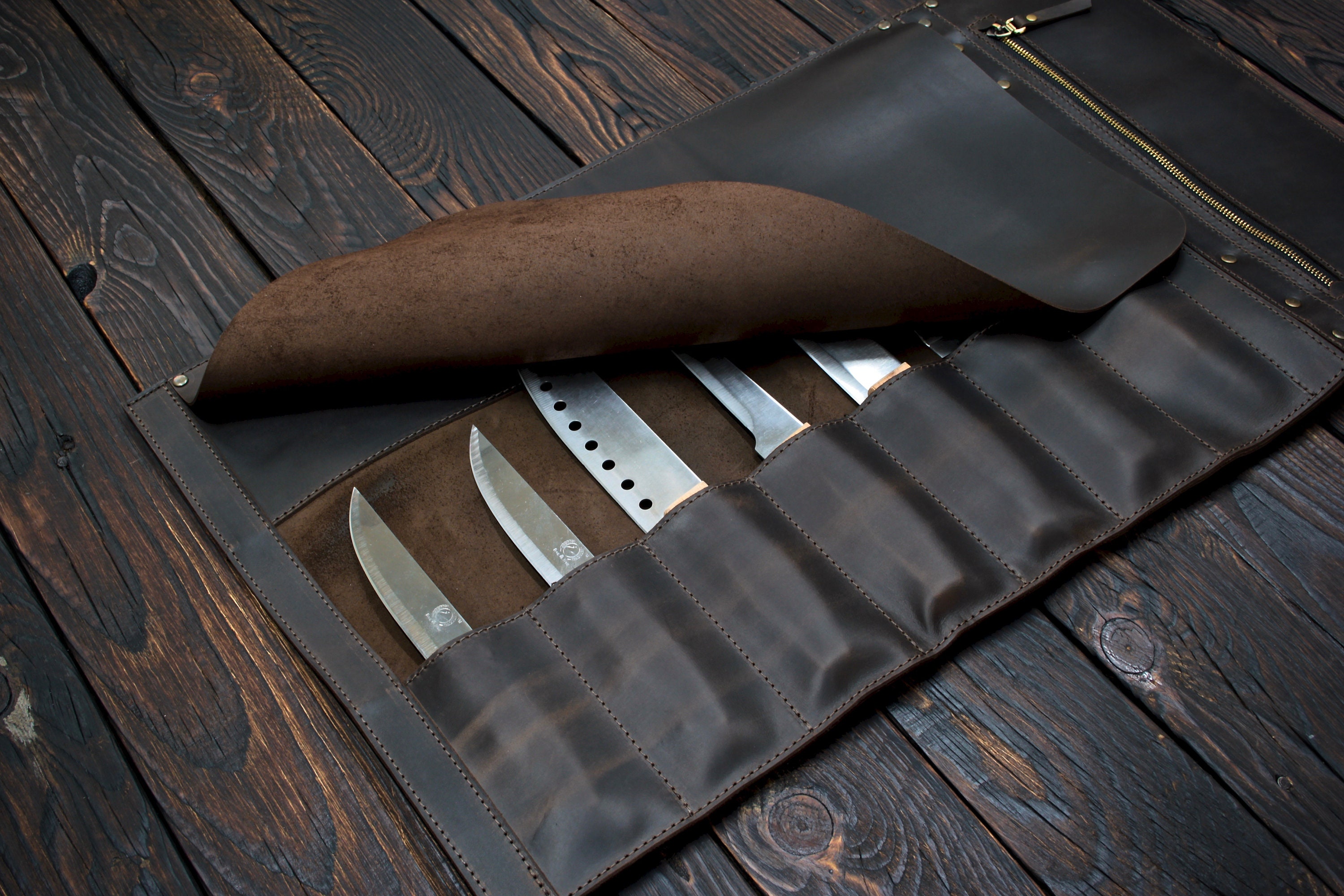 Personalized Chef Knife Bag Leather Knife Roll Chef Knife Etsy