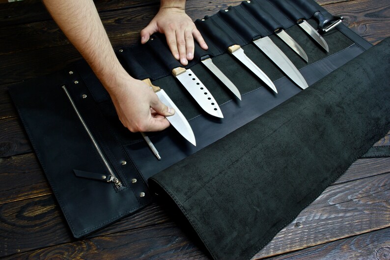Leather Knife Roll Chef Knife Roll Tooll Roll Personalized Etsy Australia