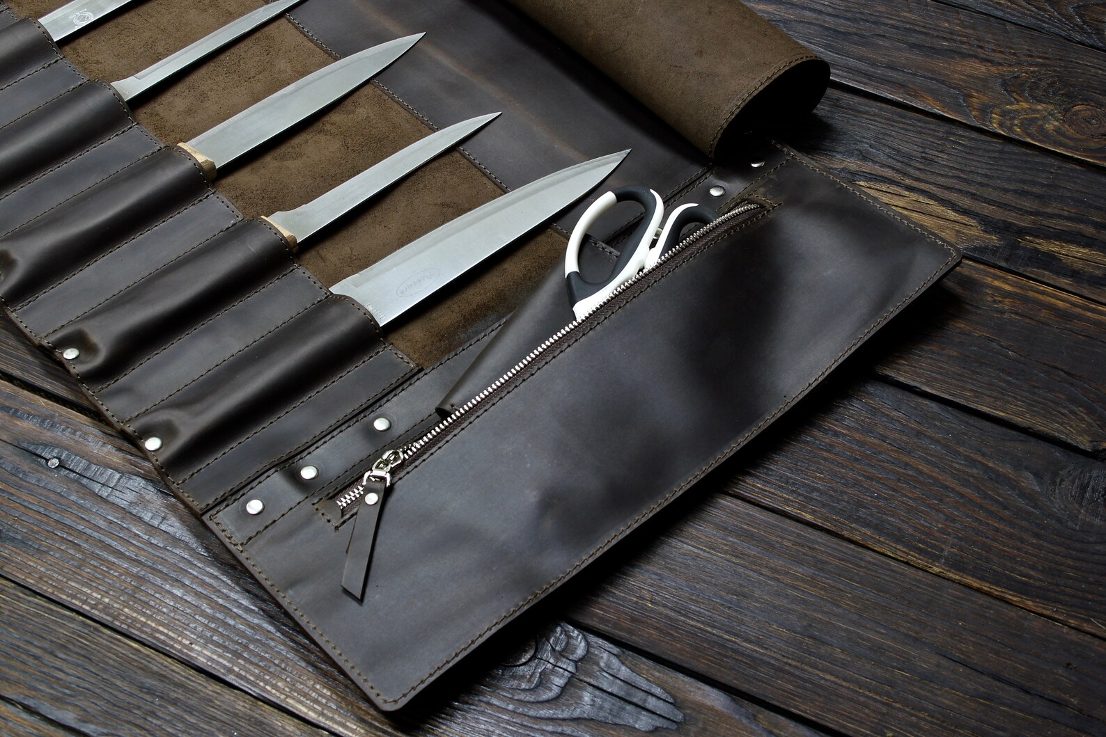 Leather Knife Roll Knife Case Chef Knife Roll Case Knife Knife Etsy